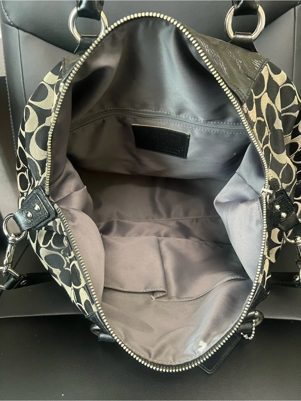 Coach Black & Cream Signature Satchel